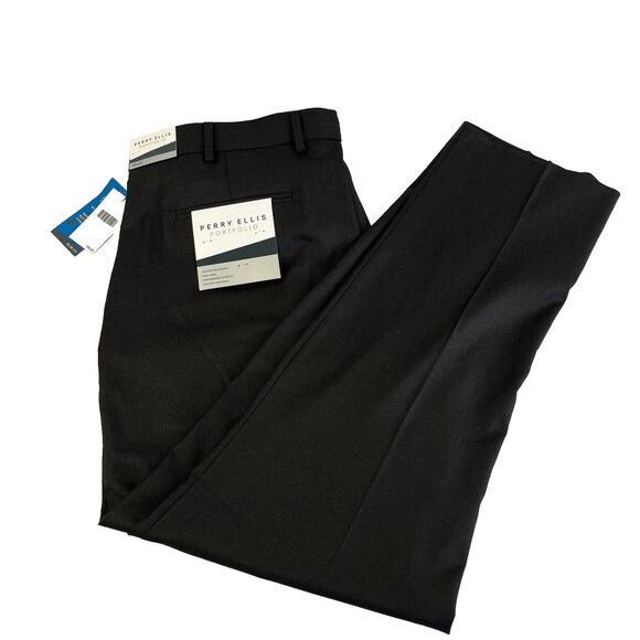 Mens Perry Ellis Portfolio Slim Fit Black Performance Stretch Pants Sz 40x32 NWT - Picture 1 of 8